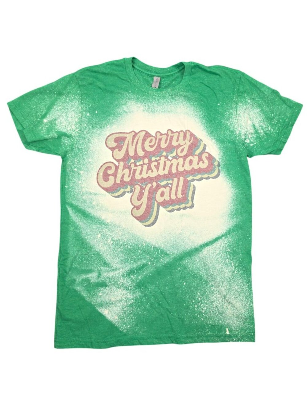 Unisex Next Level Apparel Merry Christmas Ya'll T-Shirt Tee Green White Small To